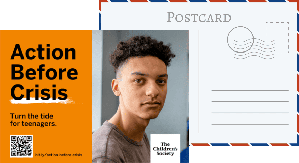 JustPost: Postcard example: The Children's Trust: Action Before Crisis